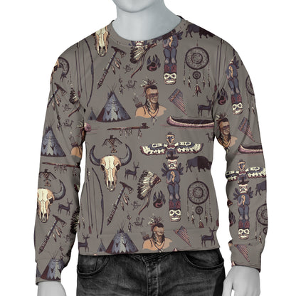 Native Indian life Design Print Men Long Sleeve Sweatshirt