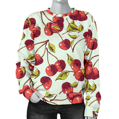 Cherry Hand Draw Women Long Sleeve Sweatshirt