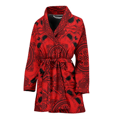 Bandana Red Print Design LKS304 Women Bathrobe