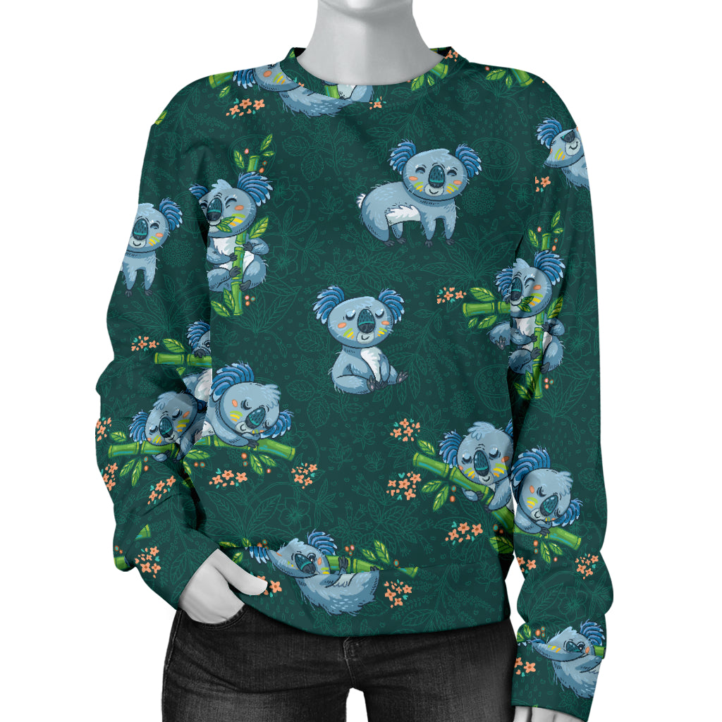 Koala Blue Design Print Women Long Sleeve Sweatshirt