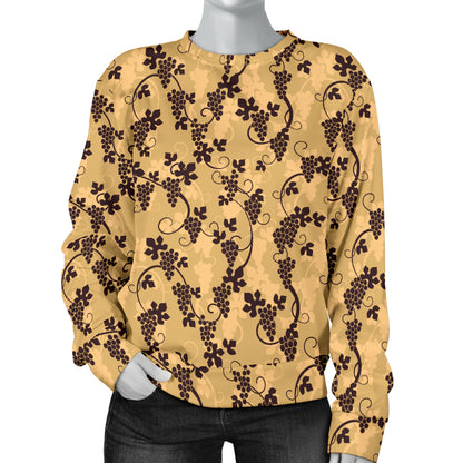 Wine Grape Design Print Women Long Sleeve Sweatshirt