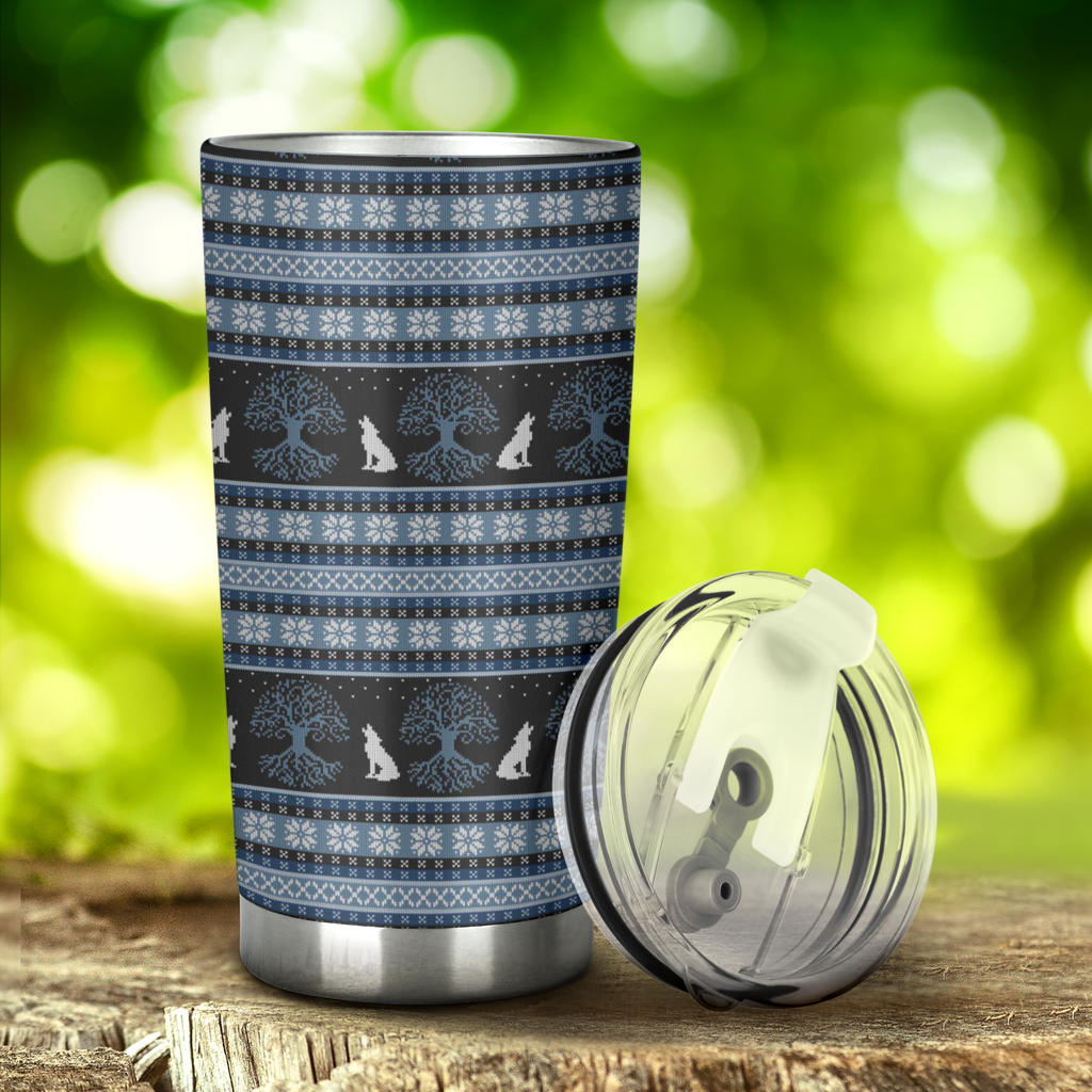 Wolf Tree of Life Knit Design Print Tumbler