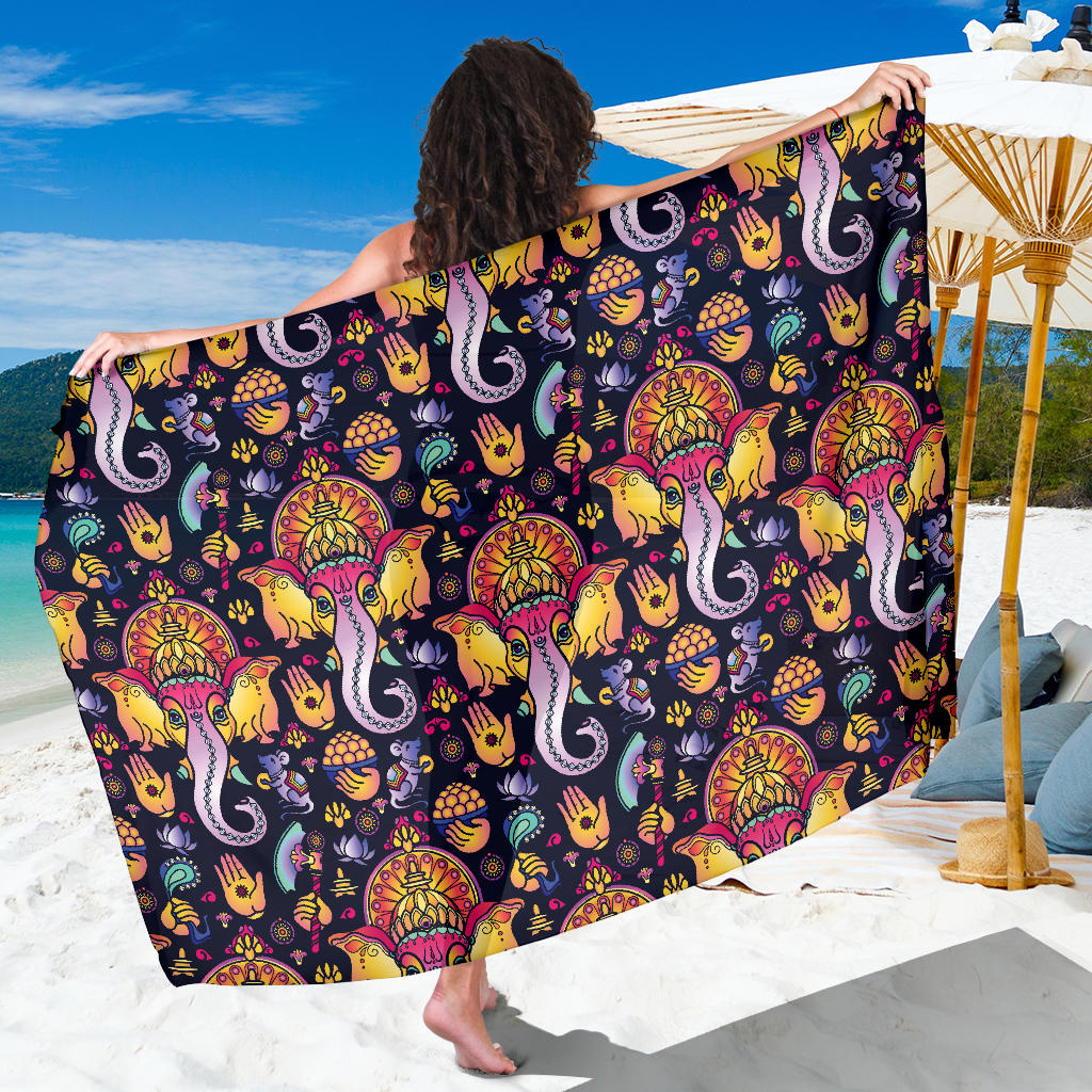 Ganesha Indian Pattern Print Design 03 Sarong Pareo Wrap