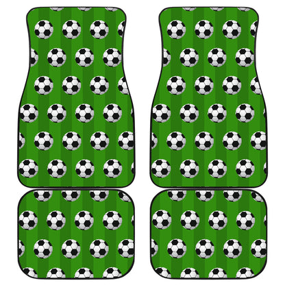 Soccer Ball Green Backgrpund Print Car Floor Mats Front Back