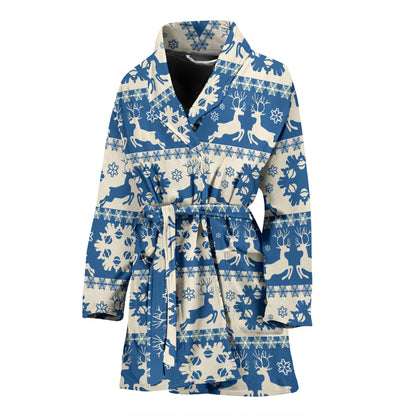 Reindeer Print Design LKS401 Women Bathrobe