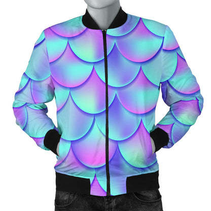 Mermaid Tail Design Print Pattern Men Bomber Jacket