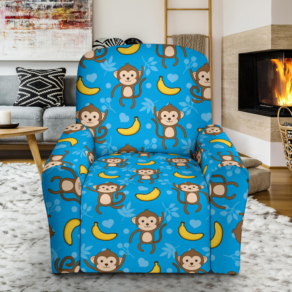 Monkey Pattern Print Design 05 Recliner Slipcover with Pocket
