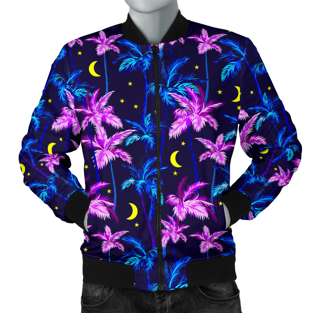 Palm Tree Night Scene Design Print Men Bomber Jacket