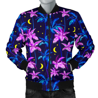 Palm Tree Night Scene Design Print Men Bomber Jacket