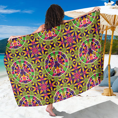 Peace Sign Pattern Print Design A04 Sarong Pareo Wrap
