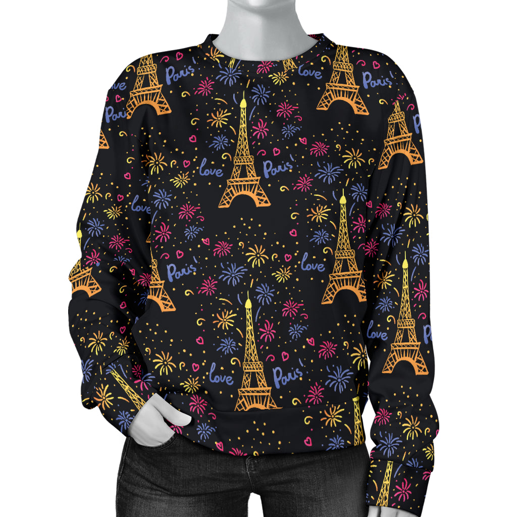 Eiffel Tower Love Paris Print Women Long Sleeve Sweatshirt