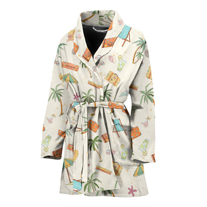 Beach Themed Pattern Print Design 05 Women Bathrobe
