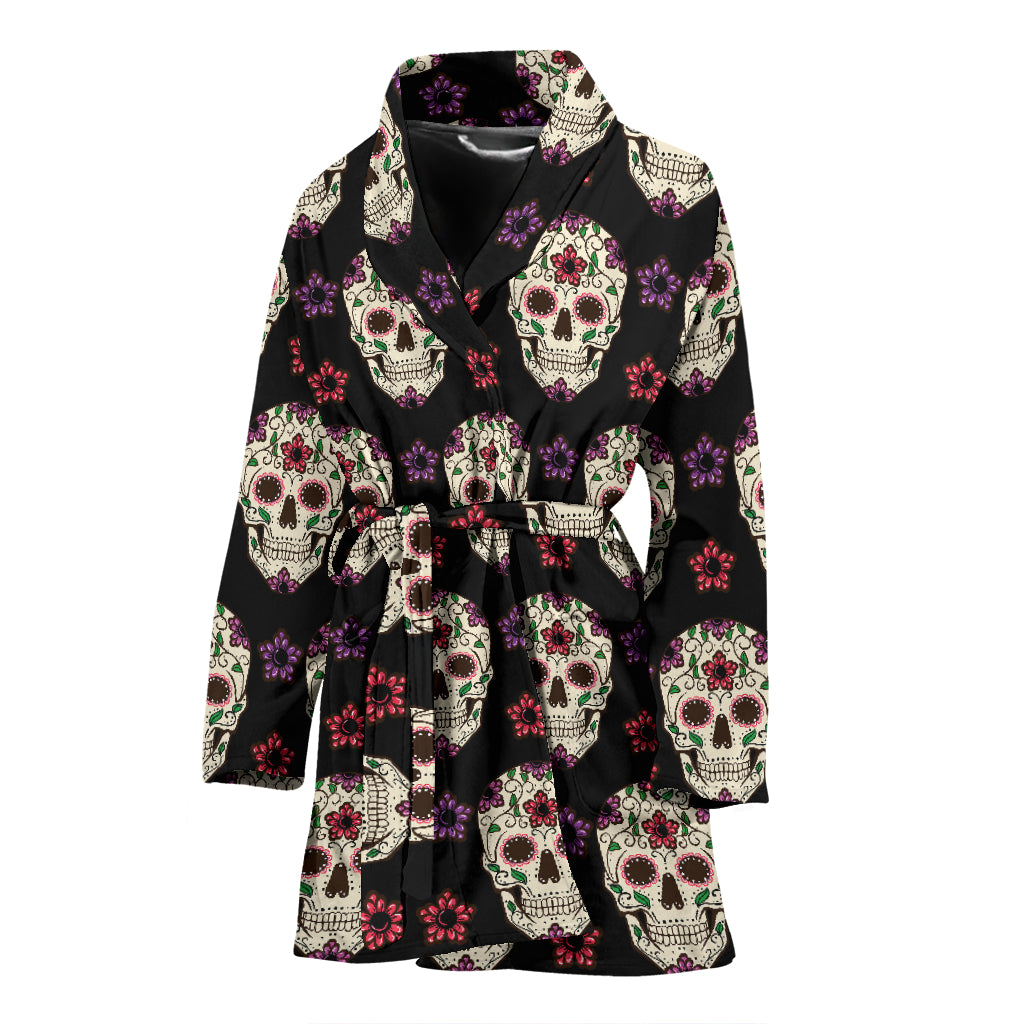 Sugar Skull Print Design LKS304 Women Bathrobe