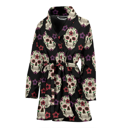Sugar Skull Print Design LKS304 Women Bathrobe
