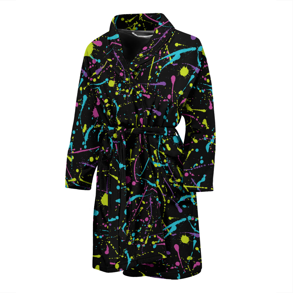 Splatter Multicolor Print Design LKS302 Men Bathrobe