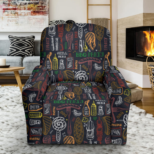 Barbecue Pattern Print Design 03 Recliner Slipcover with Pocket