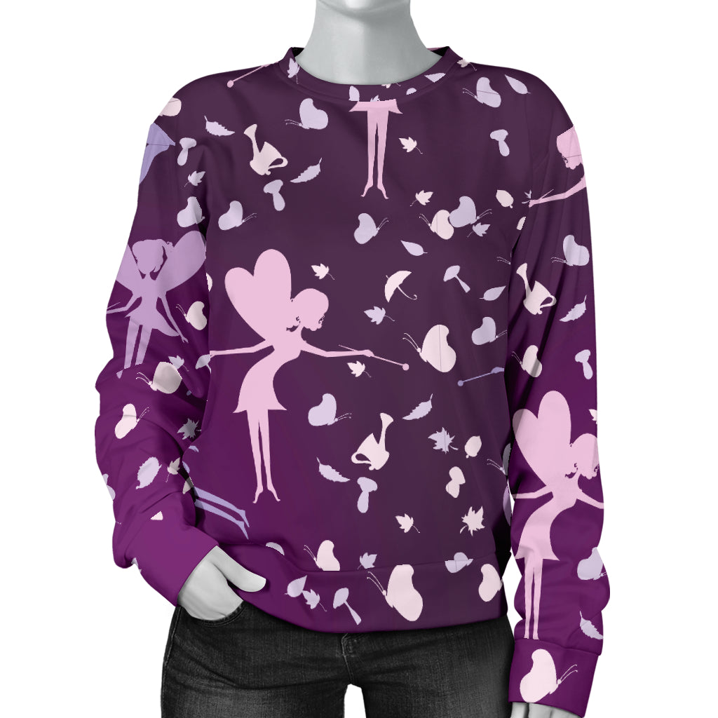 Fairy Pink Print Pattern Women Long Sleeve Sweatshirt