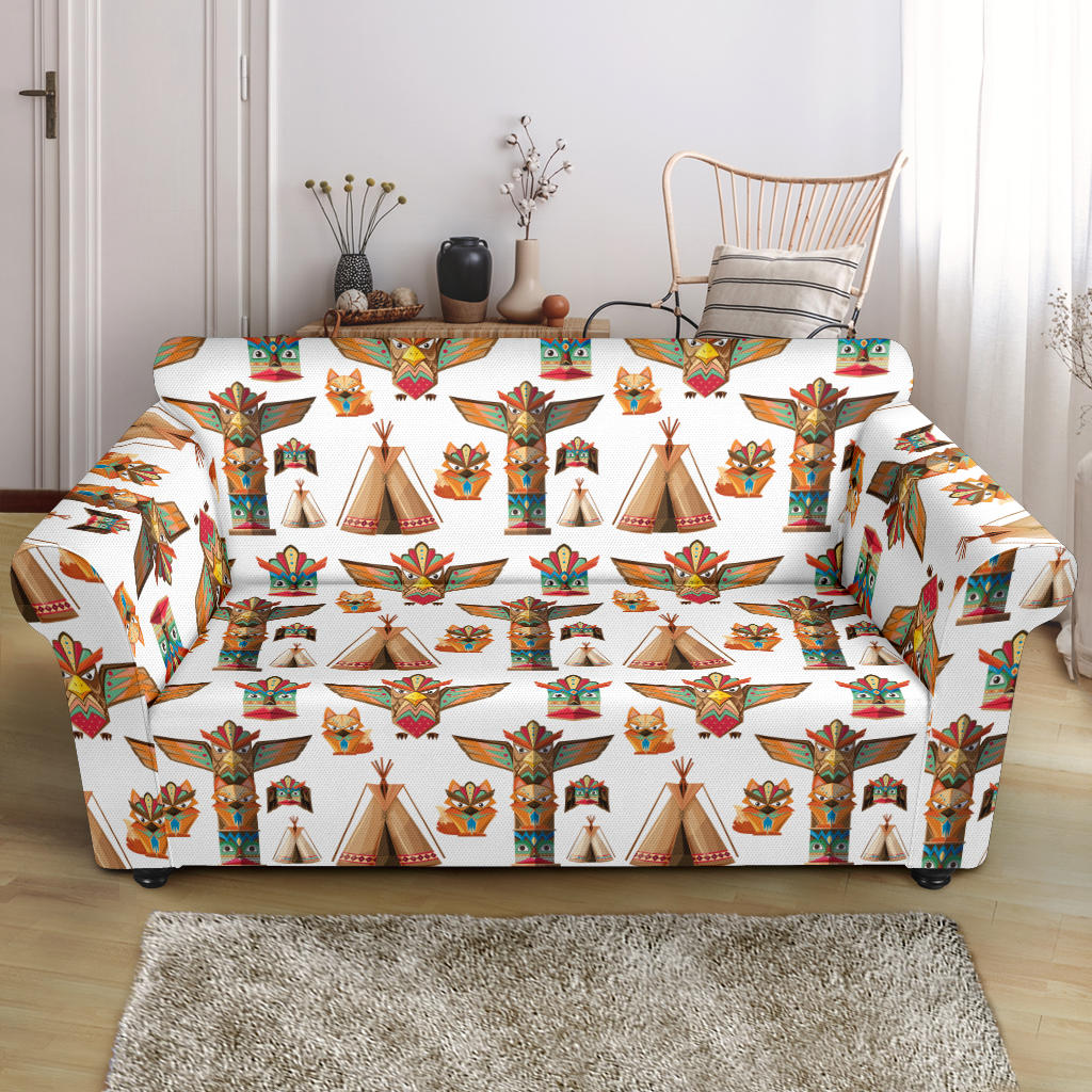 Totem Native Print Design LKS303 Loveseat Couch Slipcover