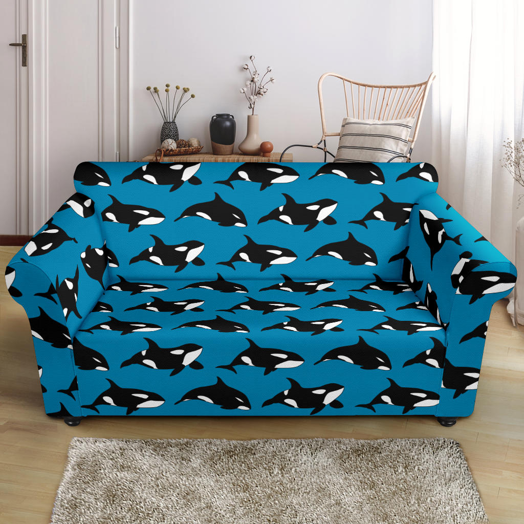 Whale Print Design LKS304 Loveseat Couch Slipcover