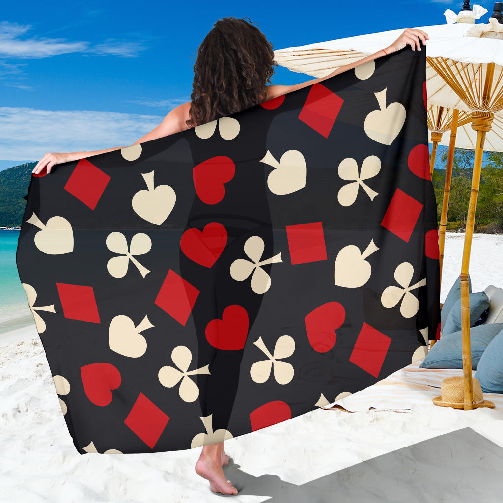 Poker Cards Pattern Print Design A02 Sarong Pareo Wrap