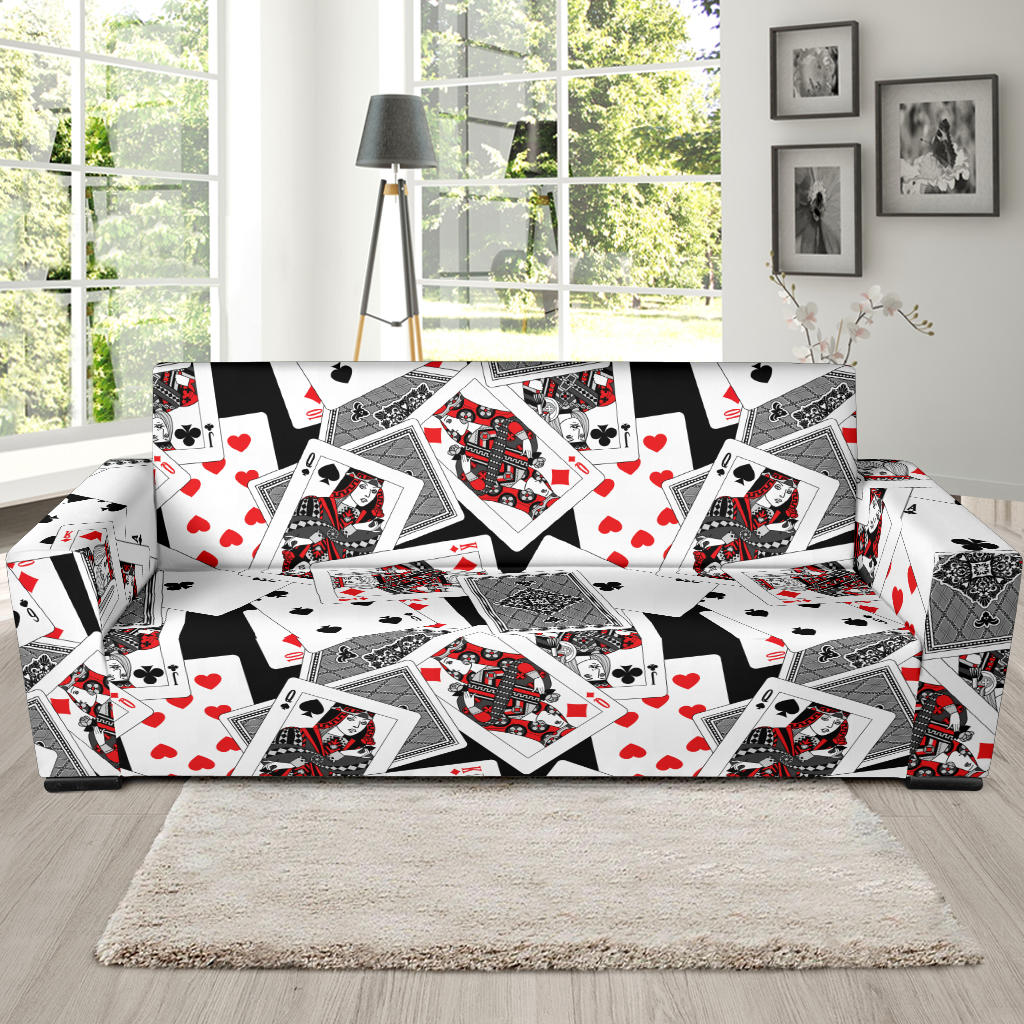 Poker Cards Pattern Print Design A04 Sofa Slipcover