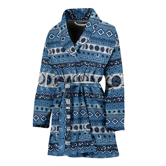 Sun Moon Pattern Print Design LKS306 Women Bathrobe