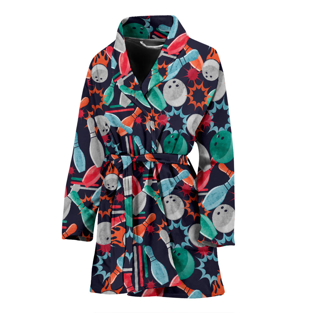 Bowling Pattern Print Design 08 Women Bathrobe
