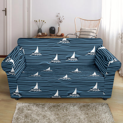 Sailboat Print Design LKS303 Loveseat Couch Slipcover