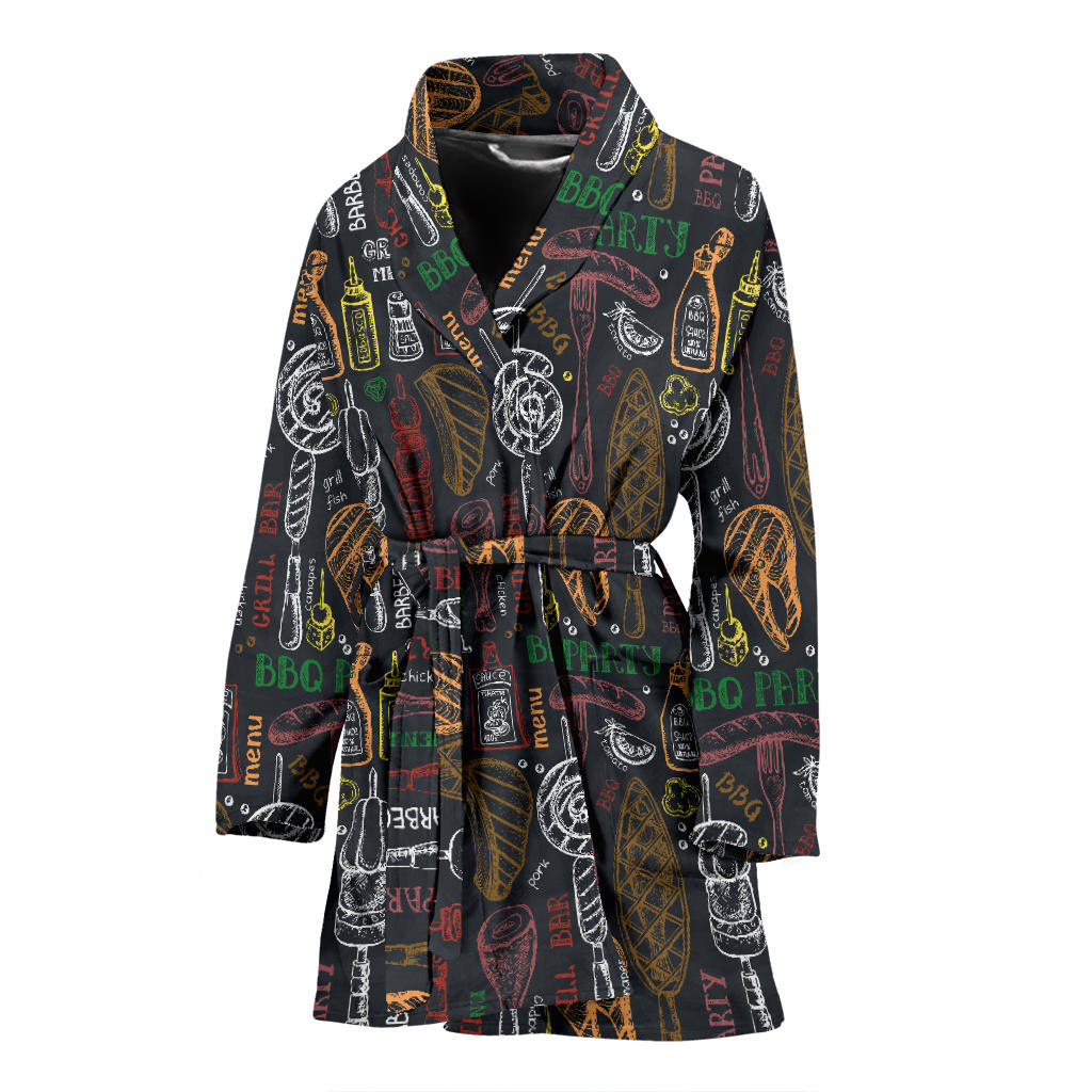 Barbecue Pattern Print Design 03 Women Bathrobe