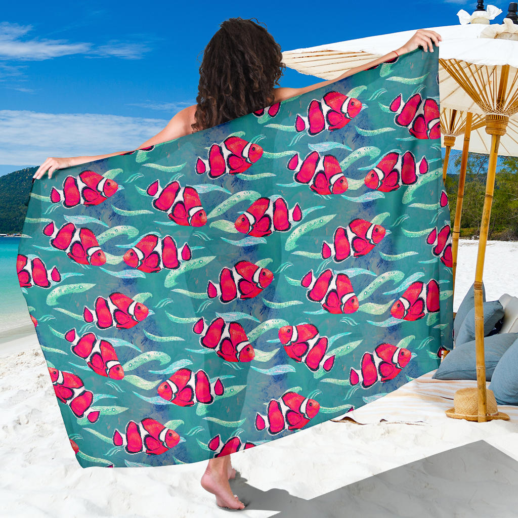 Clownfish Pattern Print Design 02 Sarong Pareo Wrap