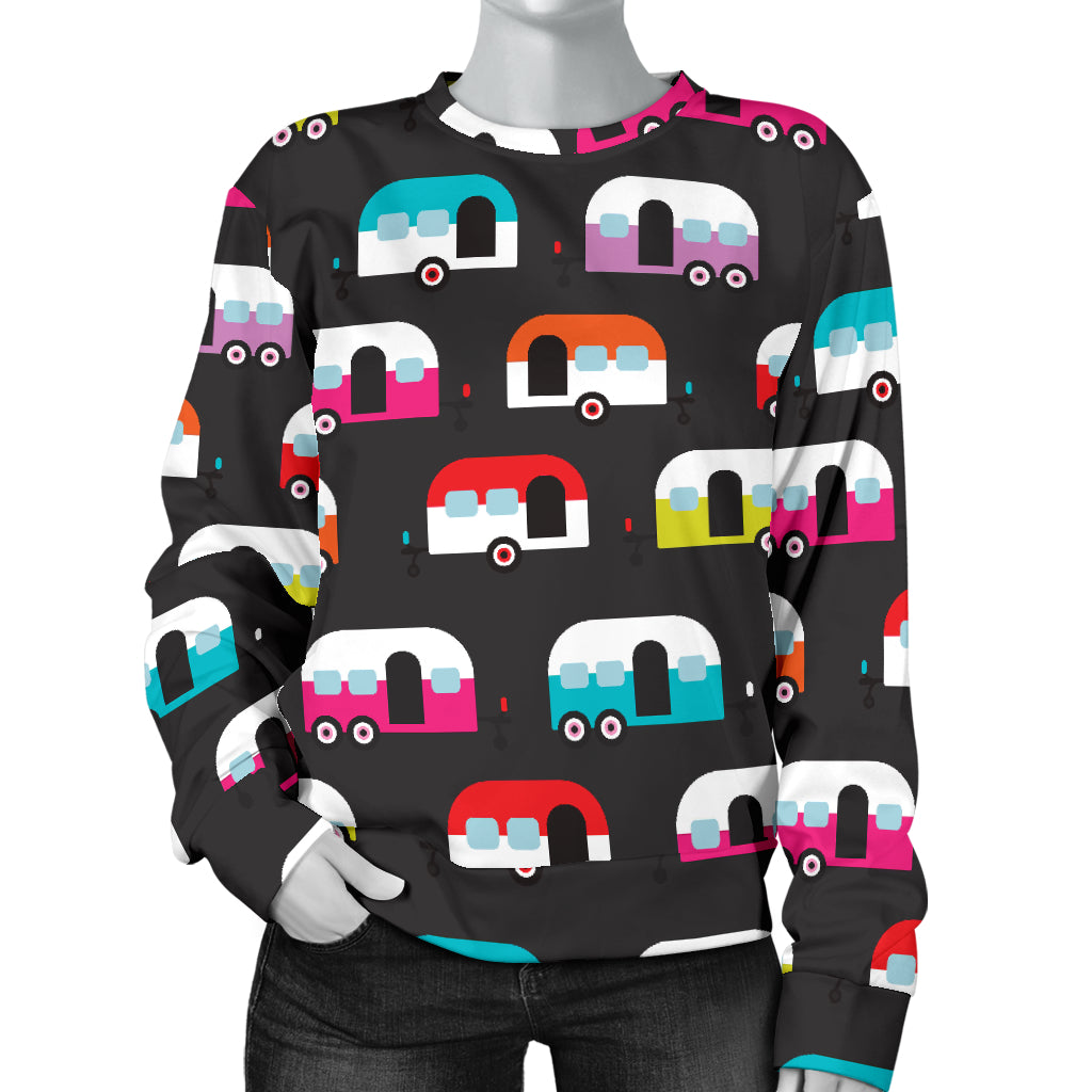 Camper Caravan Pattern Women Long Sleeve Sweatshirt
