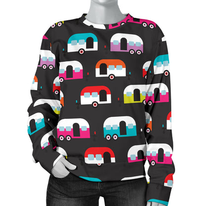 Camper Caravan Pattern Women Long Sleeve Sweatshirt