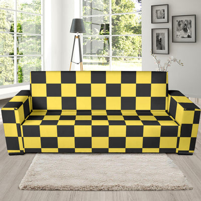 Checkered Yellow Pattern Print Design 03 Sofa Slipcover