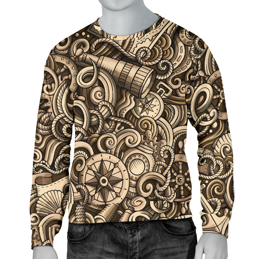 Nautical Tattoo Design Themed Print Men Long Sleeve Sweatshirt