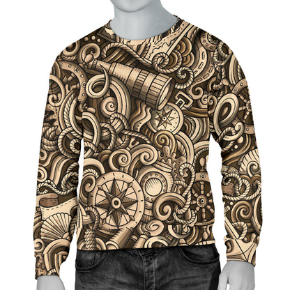 Nautical Tattoo Design Themed Print Men Long Sleeve Sweatshirt