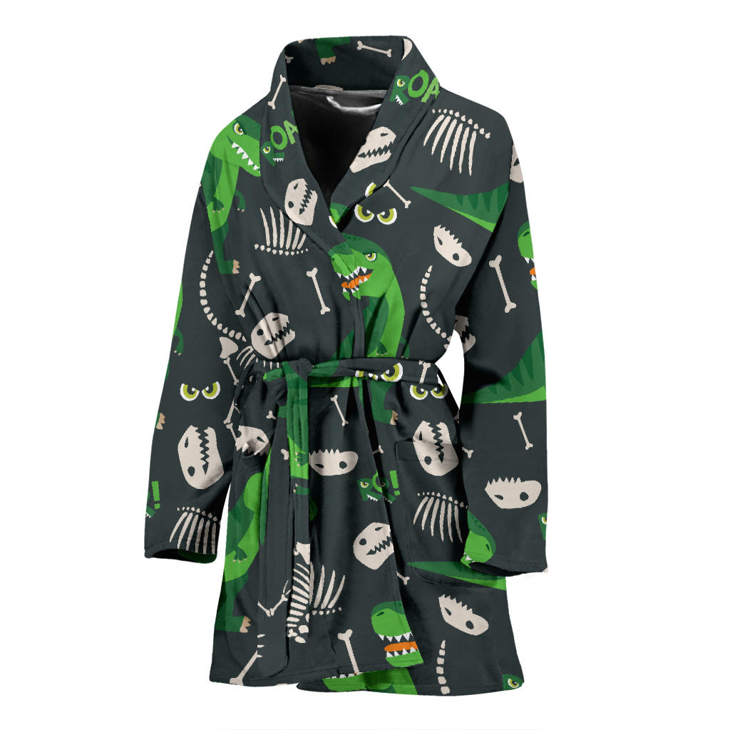 T Rex Pattern Print Design A05 Women Bathrobe