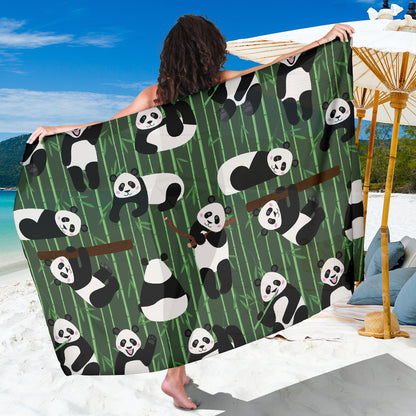 Panda Pattern Print Design A04 Sarong Pareo Wrap
