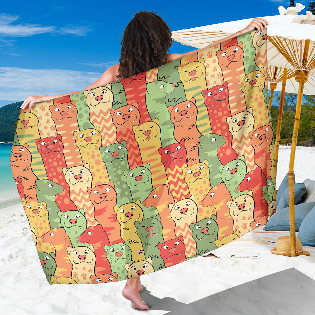 Ferret Pattern Print Design 01 Sarong Pareo Wrap