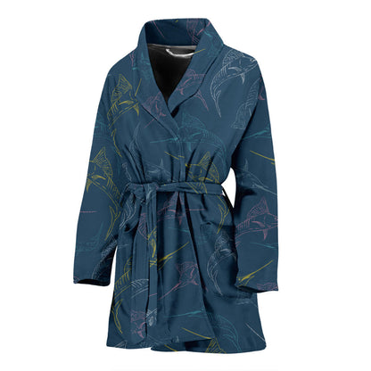 Swordfish Pattern Print Design 02 Women Bathrobe