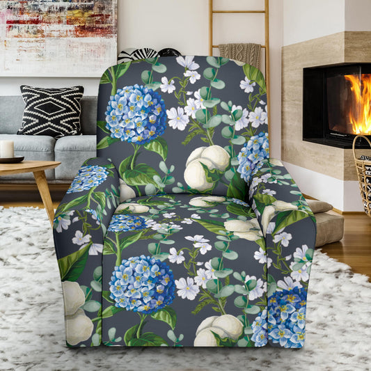 Hydrangea Pattern Print Design 02 Recliner Slipcover with Pocket