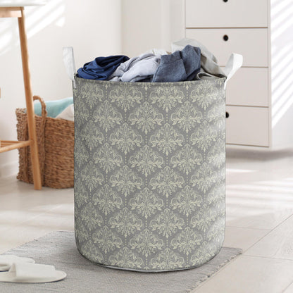 Damask Grey Elegant Print Pattern Laundry Basket