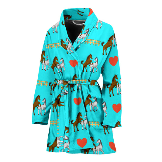 Horse Couple Love Print Design LKS309 Women Bathrobe