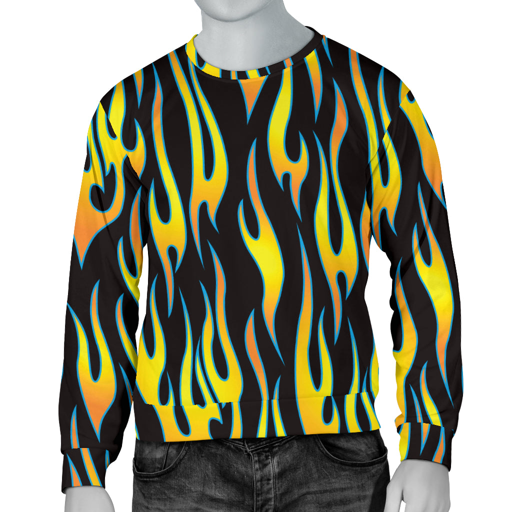 Flame Fire Yellow Pattern Men Long Sleeve Sweatshirt