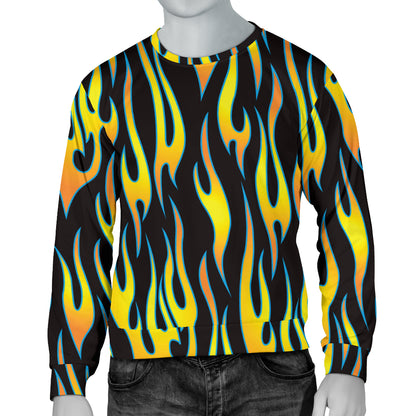 Flame Fire Yellow Pattern Men Long Sleeve Sweatshirt