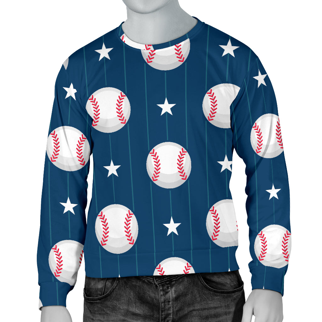 Baseball Star Print Pattern Men Long Sleeve Sweatshirt