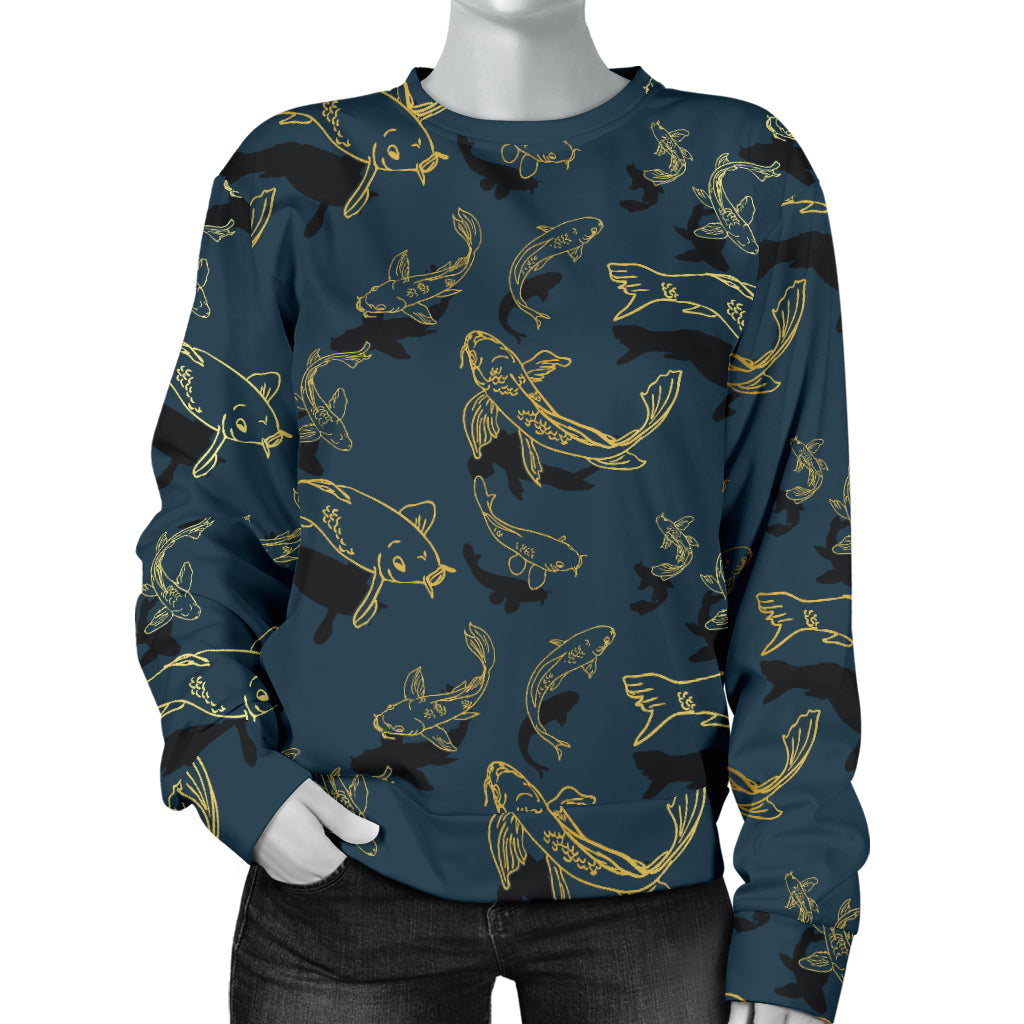 Koi Carp Gold Design Themed Print Women Long Sleeve Sweatshirt