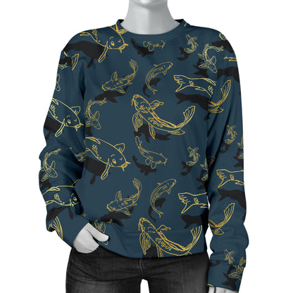 Koi Carp Gold Design Themed Print Women Long Sleeve Sweatshirt