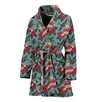Tattoo Heart Print Design LKS301 Women Bathrobe