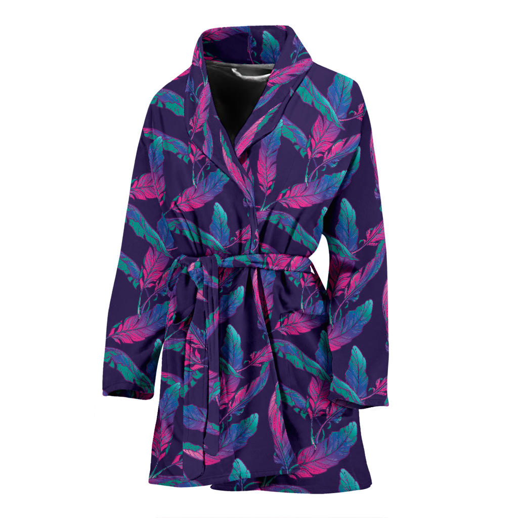 Banana Leaf Pattern Print Design 08 Women Bathrobe