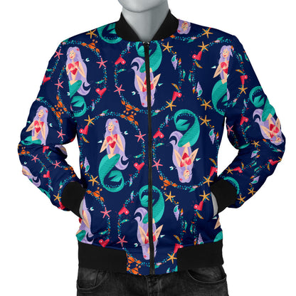 Mermaid Girl Cute Design Print Men Bomber Jacket